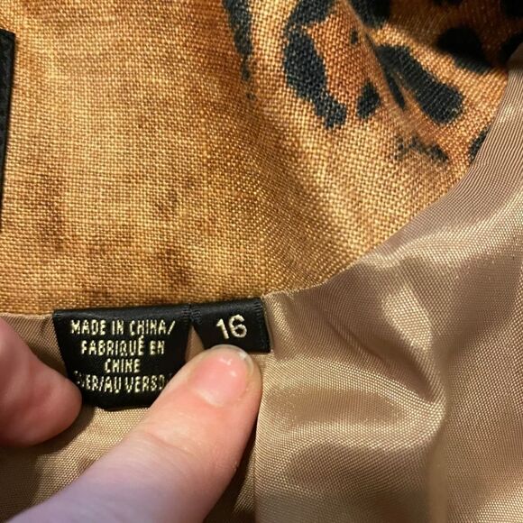 NWOT Dana Buchman Leopard Printed 100% Linen Long Sleeve ZipUp Front Blazer - 16 - Picture 10 of 14